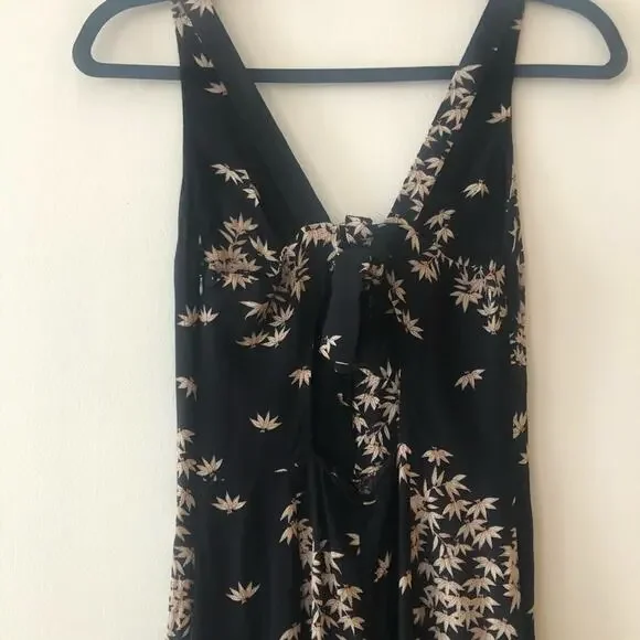 Zara Black Leaf Print Sleeveless Wide Leg Jumpsuit - Picture 8 of 9